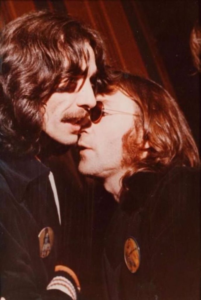 George Harrison and John Lennon, last picture together, 12/21/1974